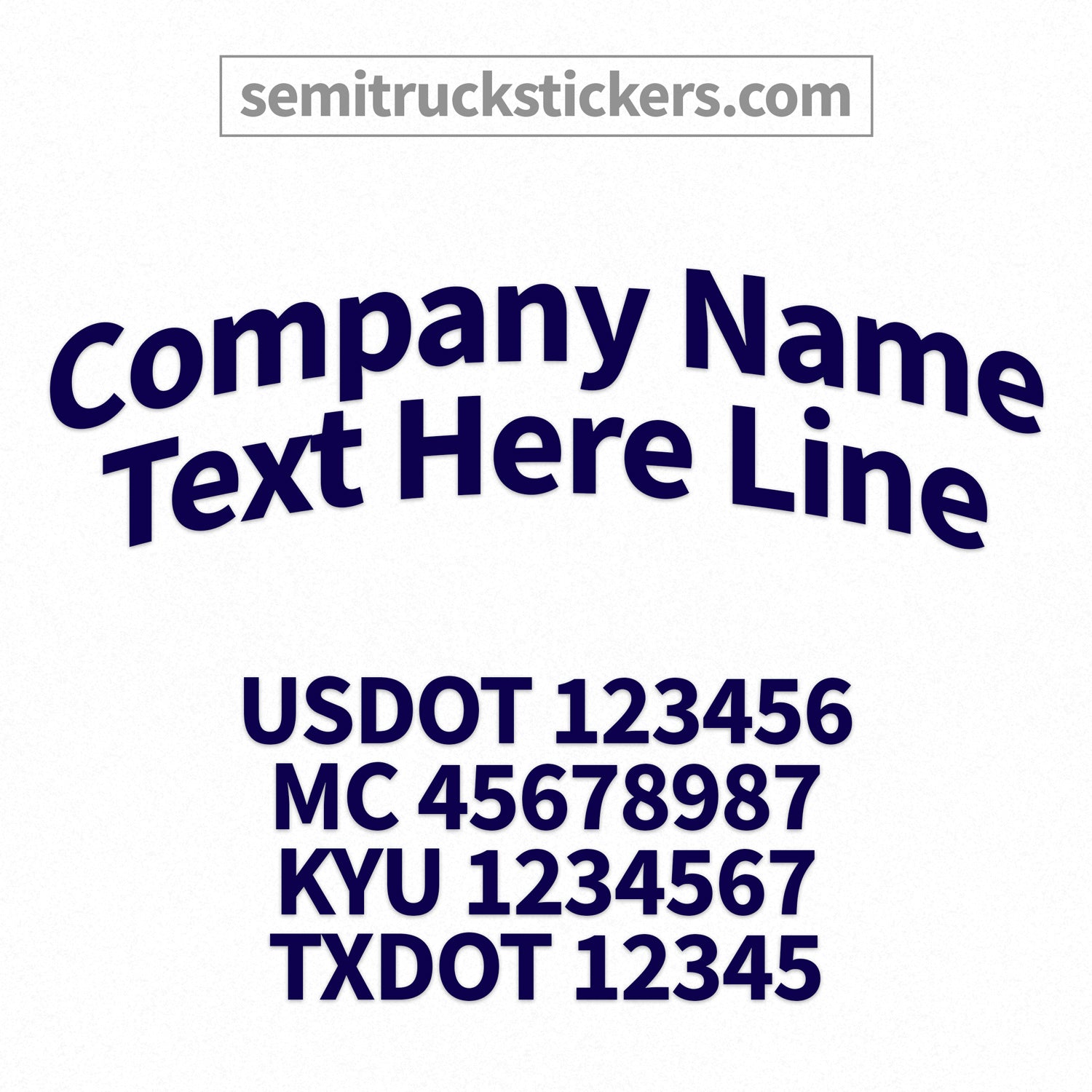 company name decal with regulation numbers