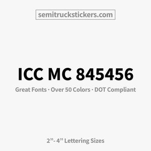 ICC MC number sticker decal