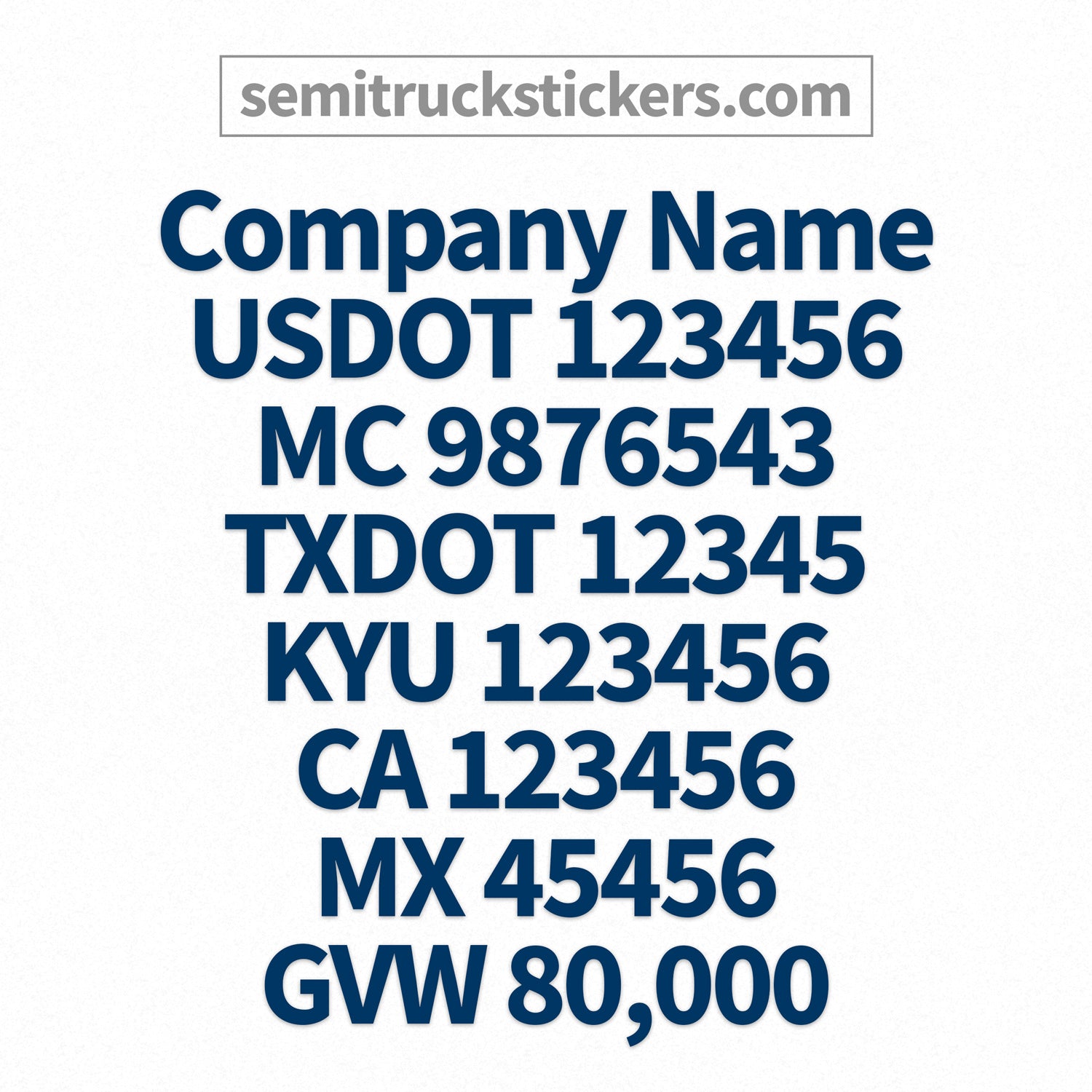 8 lines of text company name decal for semi trucks