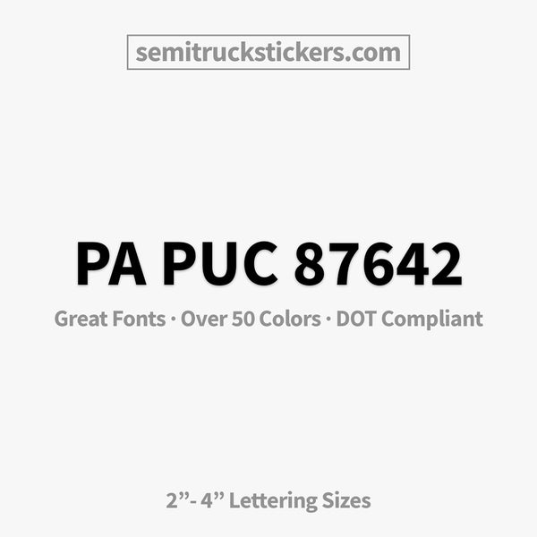 pa puc number decal sticker
