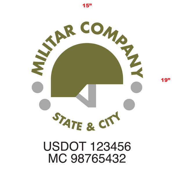 Military Style Company Name Truck Door Decal, USDOT, (Set of 2)