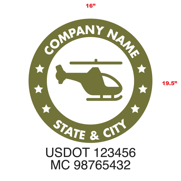 Military Style Company Name Truck Door Decal, USDOT, (Set of 2)
