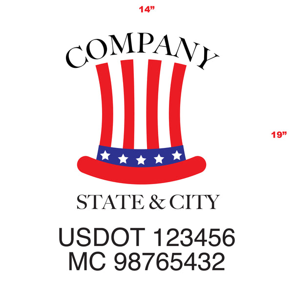 American Patriotic Truck Door Decal (USDOT & MC) Lettering