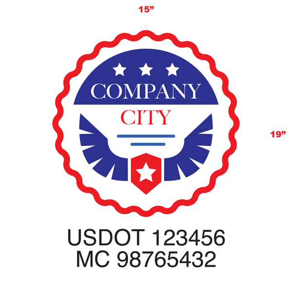 American Patriotic Truck Door Decal (USDOT & MC) Lettering