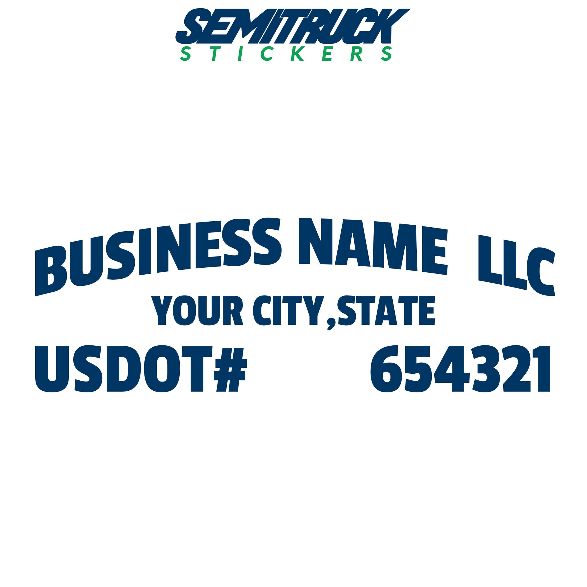 arched business name, city & usdot decal sticker