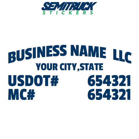 arched business name, usdot, mc truck decal sticker