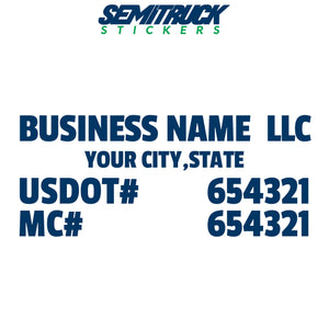 business name, city, usdot & mc decal sticker